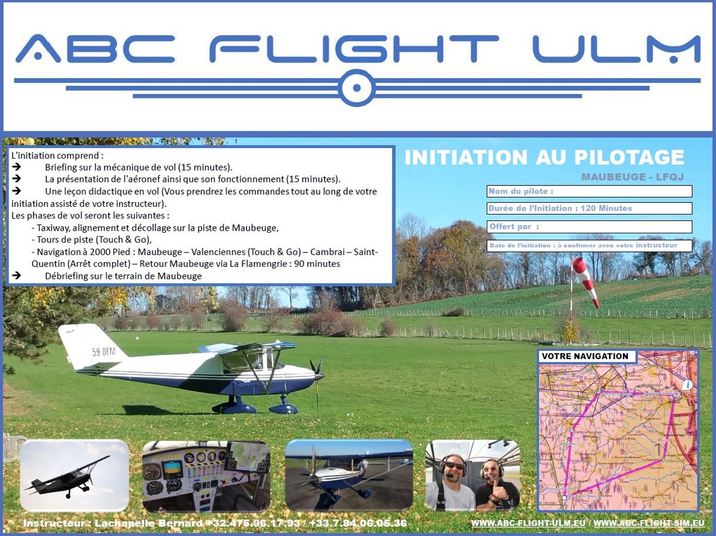 Initiation au pilotage ULM 3Axes SKYLARK avec prise des commandes